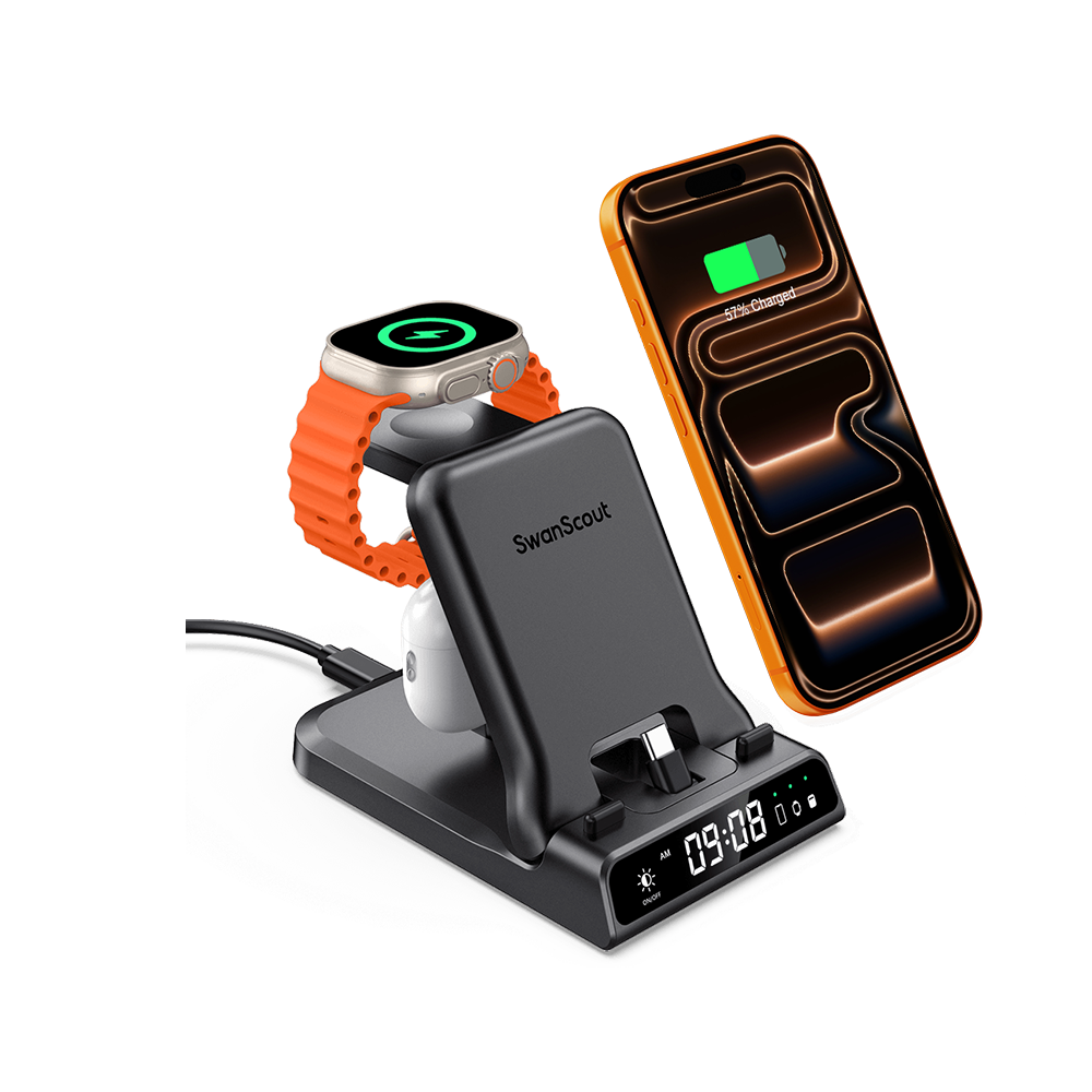 SwanScout 701AC - 애플용 유선 고속 충전기 (USB-C 포트 포함)