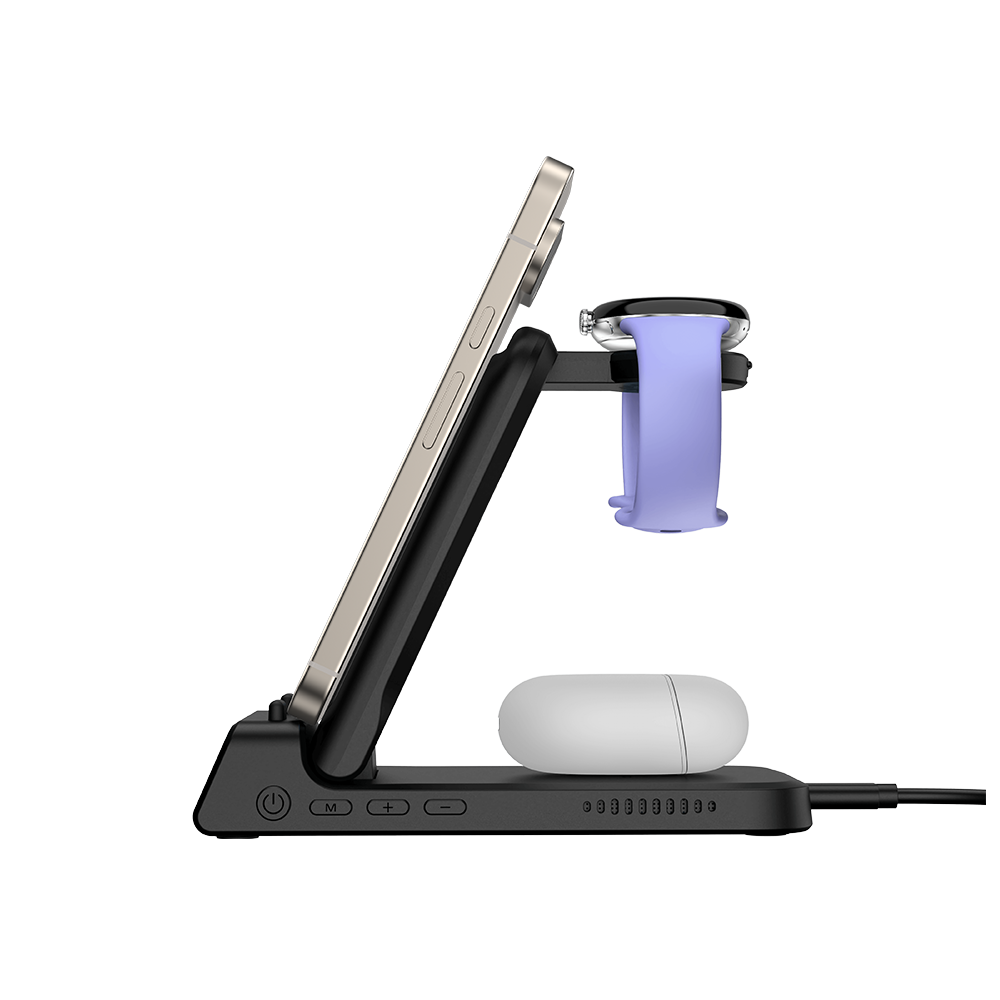 SwanScout 703G2 - 3 w 1 bezprzewodowa ładowarka do Pixel Watch 2/3 z zegarem