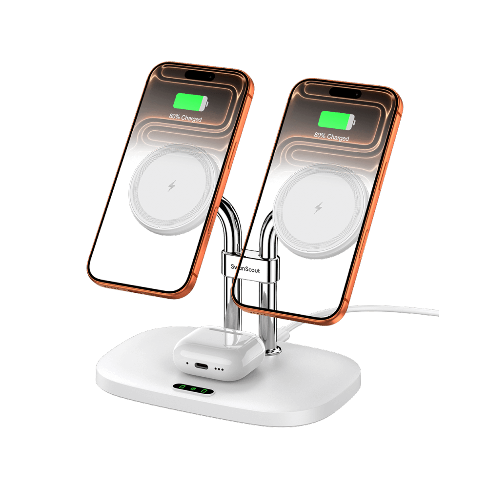 SwanScout 706M - Μαγνητικός σταθμός φόρτισης διπλού τηλεφώνου για Apple