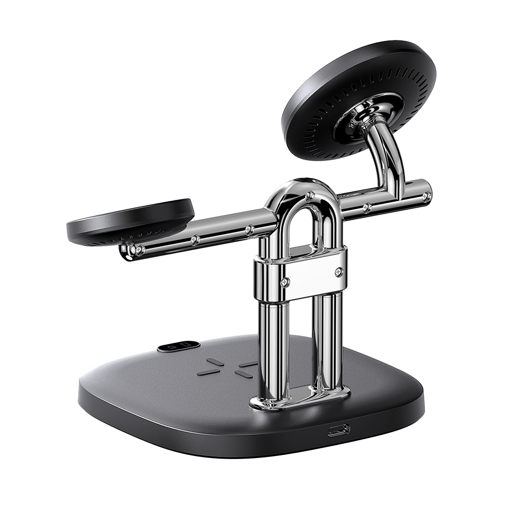 Adjustable charging stand allows flexible phone viewing while charging