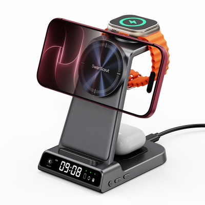 محطة شحن مغناطيسية 3 في 1 SwanScout C02M لأجهزة Apple