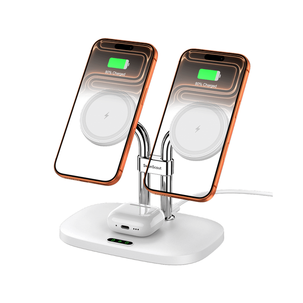 SwanScout 706M - Magnetisk dubbel telefonladdningsstation för Apple