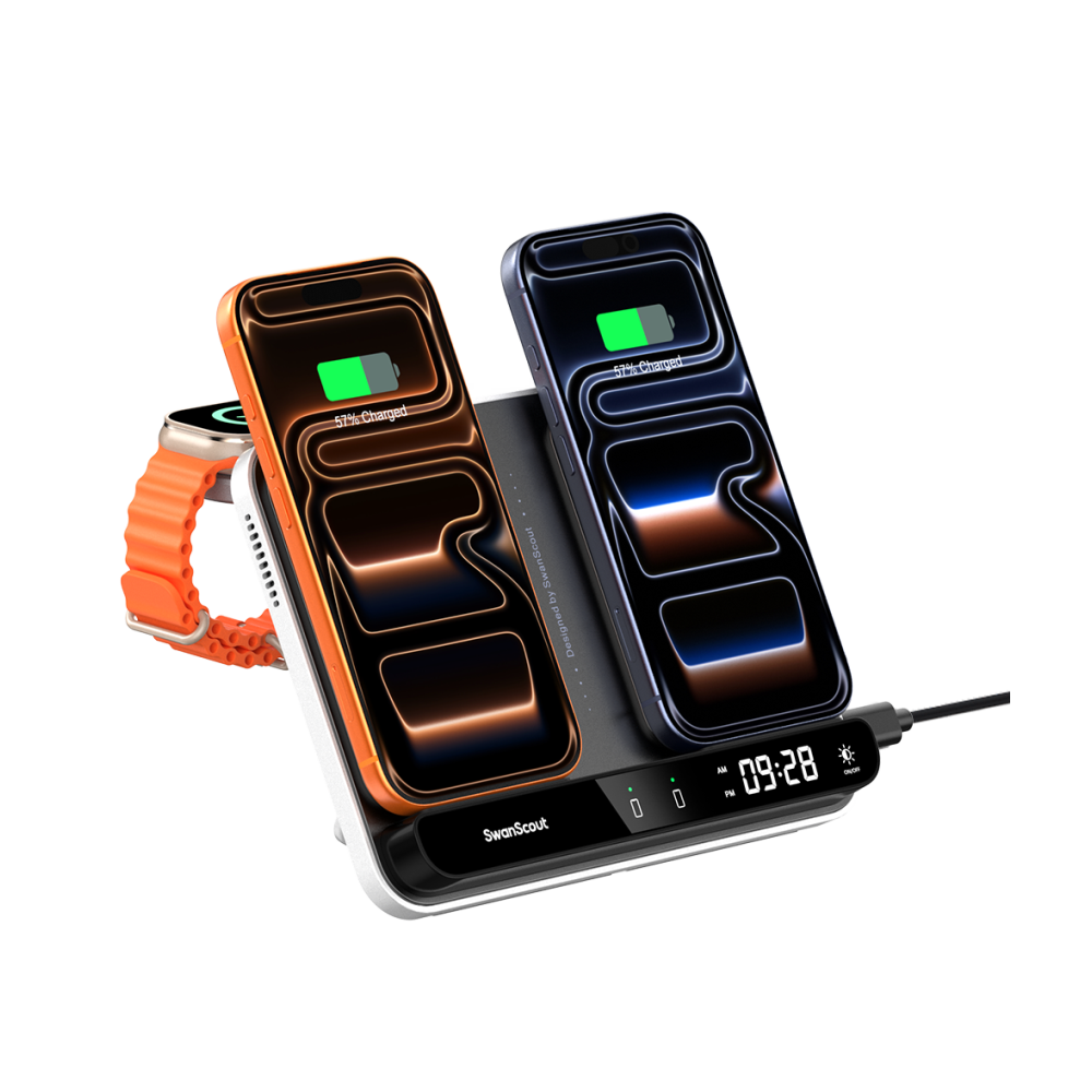 SwanScout 710A - Ασύρματος φορτιστής για δύο τηλέφωνα και ένα ρολόι Apple