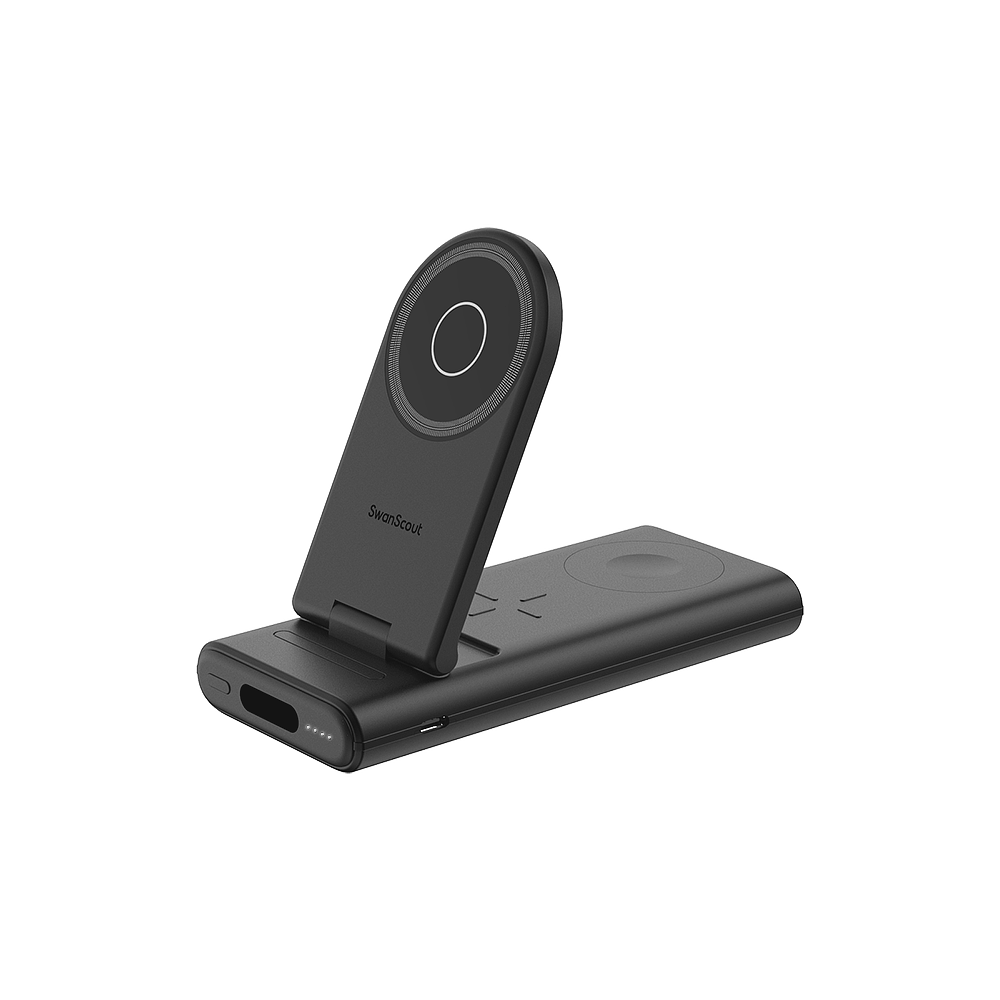 SwanScout 301M 10000mAh 3-in-1 magnetic power bank for iPhone, Apple Watch, and AirPods