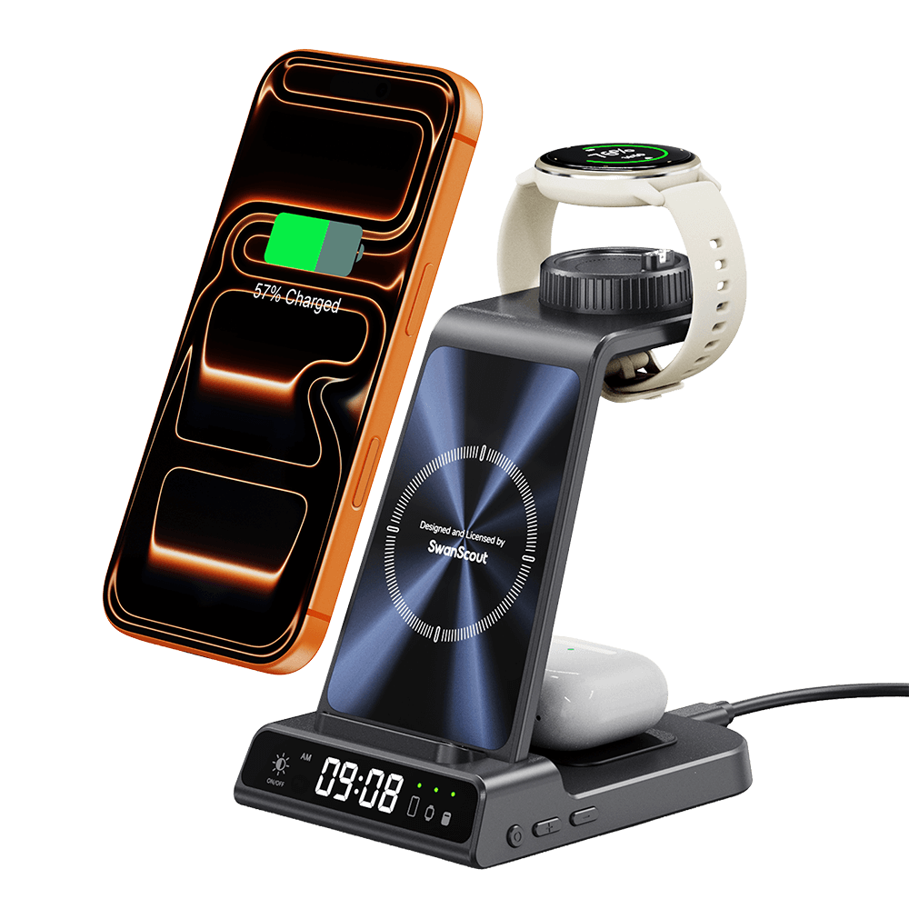 SwanScout C01GM - 3-in-1 Drahtlose Ladestation für Garmin Uhren