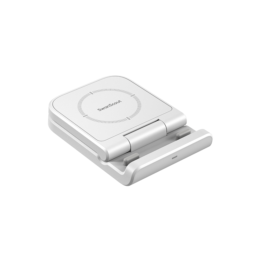 The SwanScout 501S supports modern flip phones, offering sleek magnetic wireless charging without bulky cables.