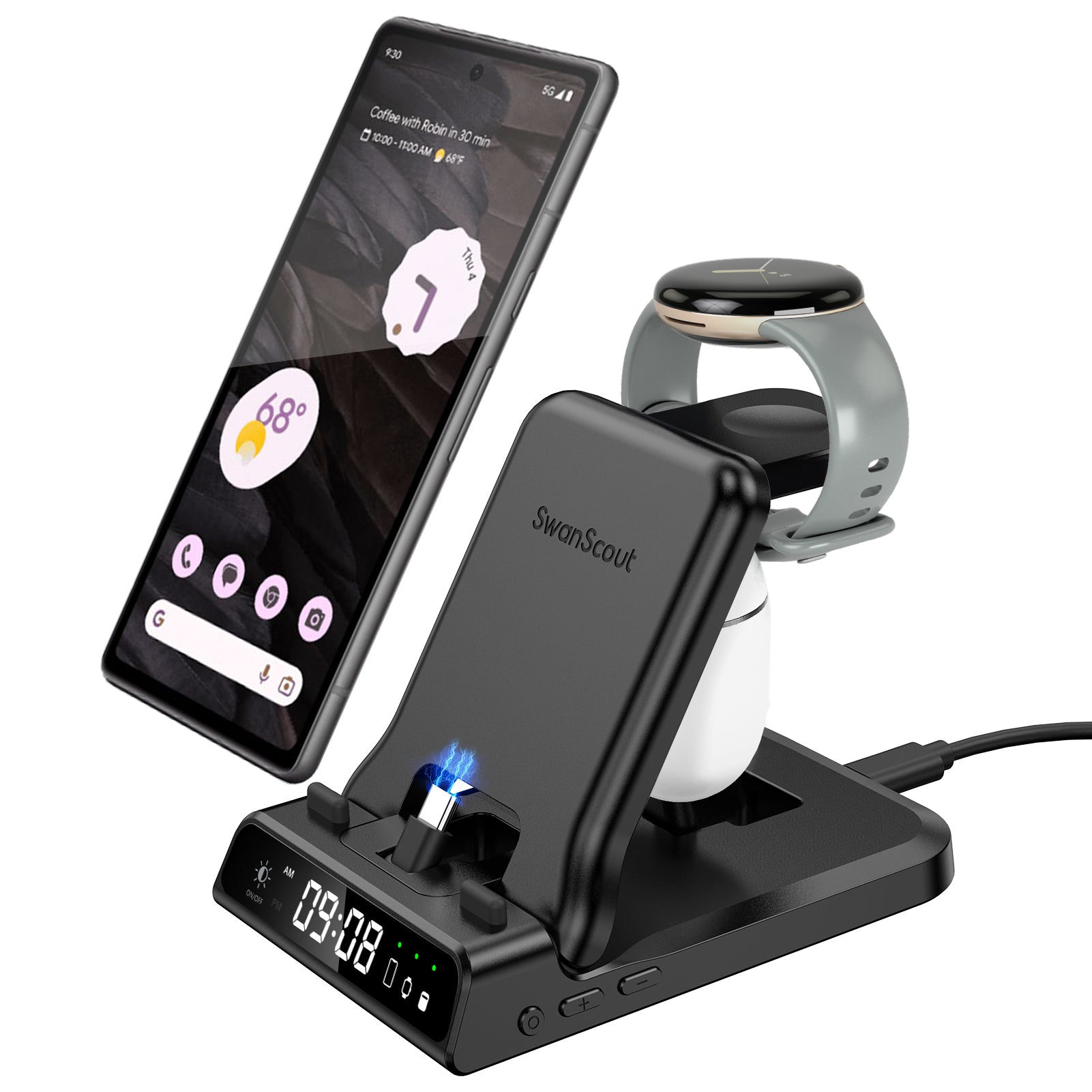SwanScout 701G - Chargeur rapide filaire pour Pixel Watch 1