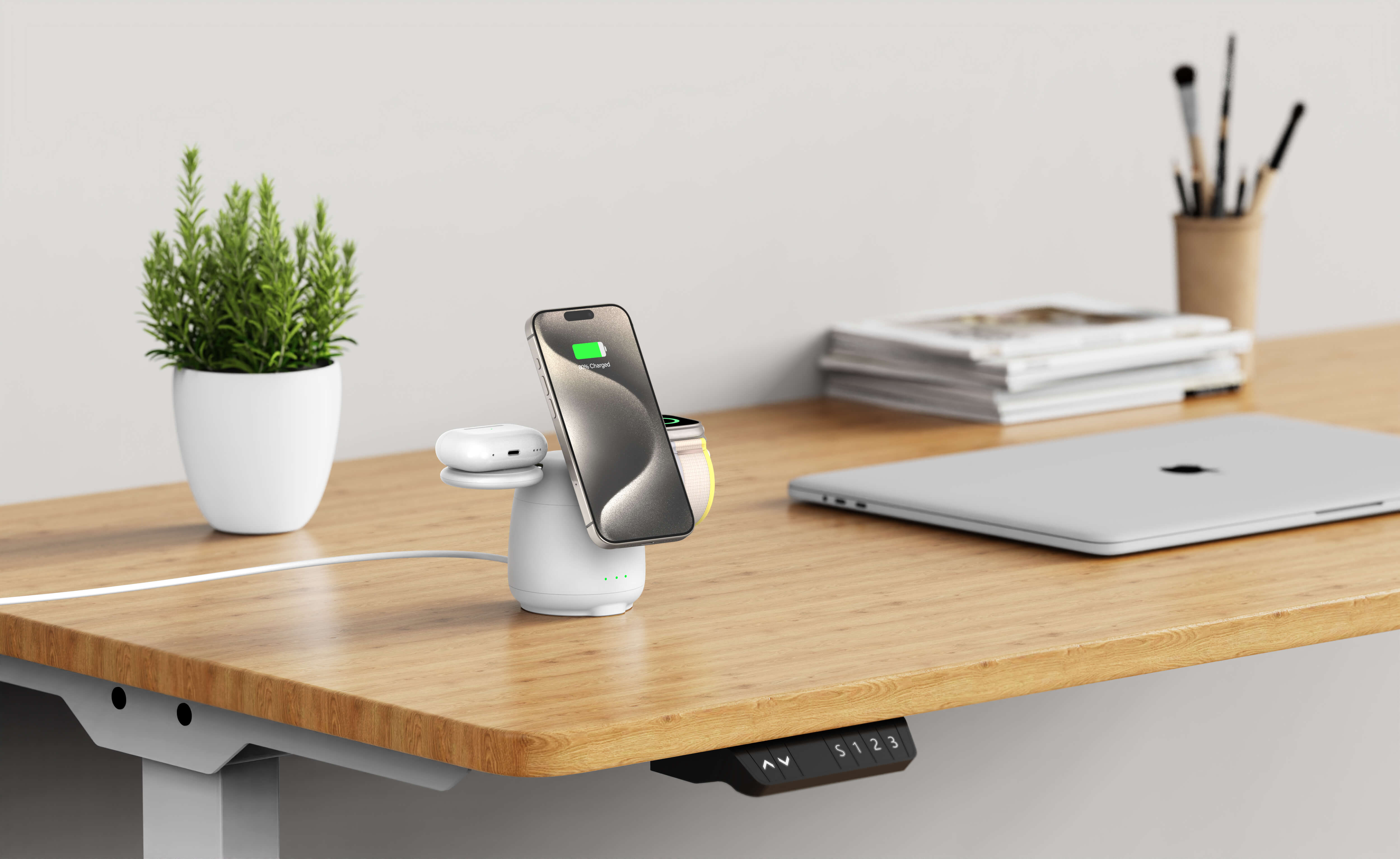 The SwanScout 707M features advanced magnetic wireless charging technology and serves as a versatile three-in-one charging device. Its foldable design ensures easy storage, while the stable base provides reliable charging. The clear charging status indicator makes it easy to monitor your device’s power level at a glance.