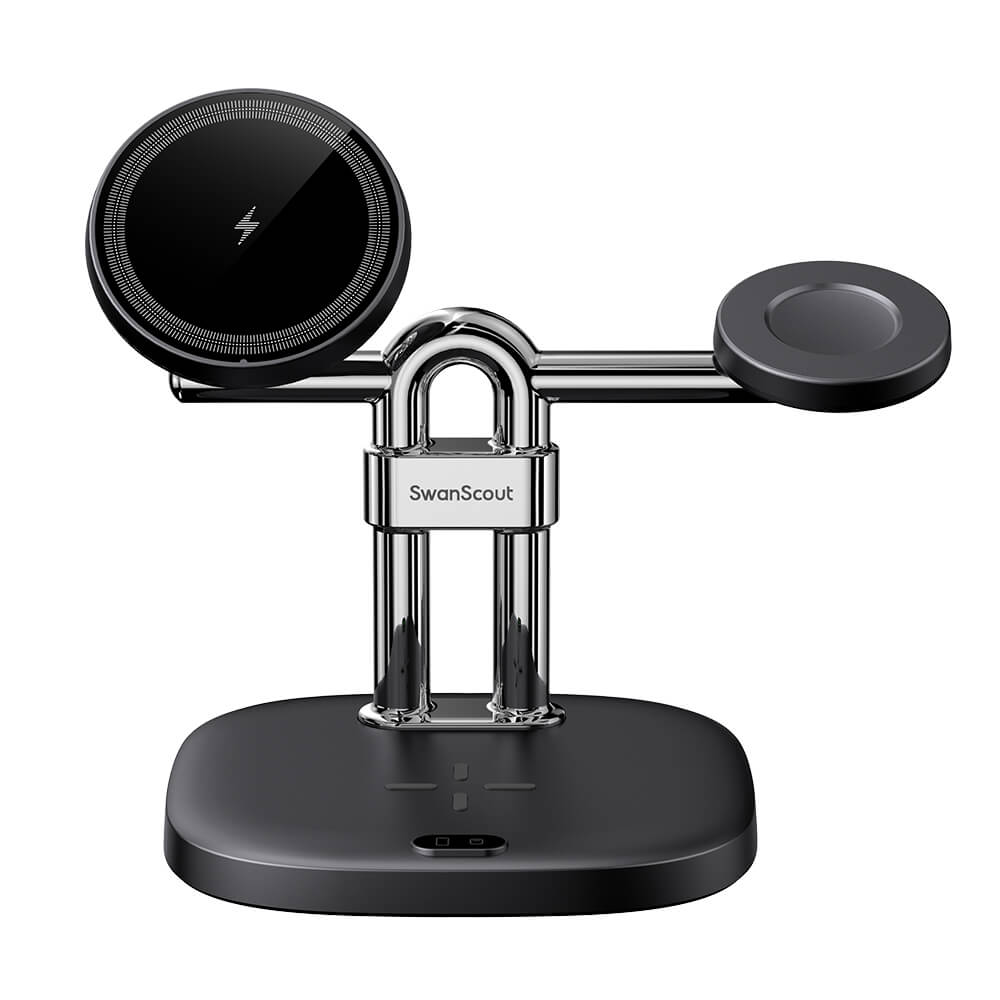 SwanScout 712SM - محطة شحن لاسلكية مغناطيسية 3 في 1 لهواتف Samsung