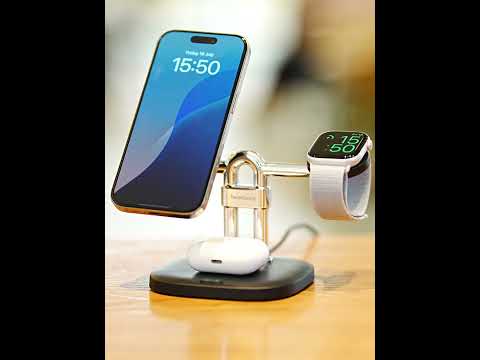 SwanScout 712M Magnetic Wireless Charger: Multi-device charging demonstration.