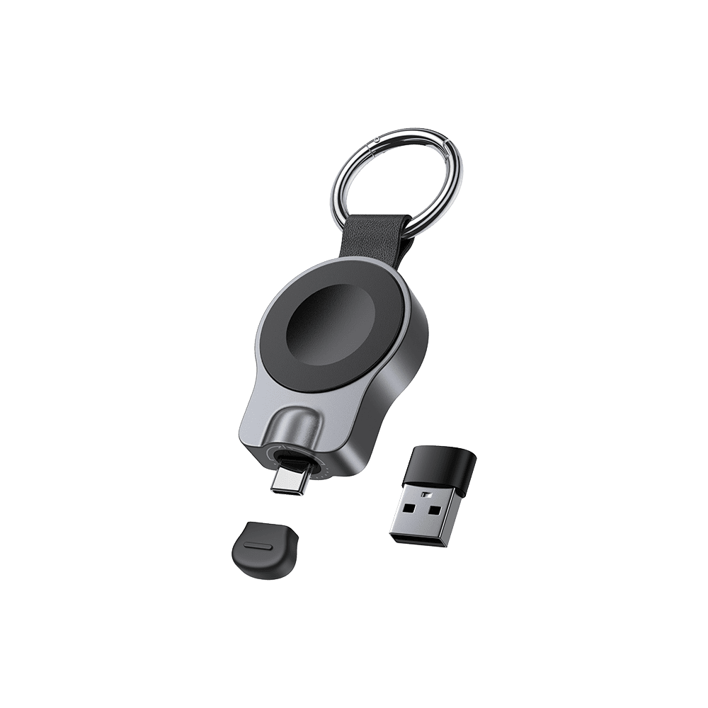 SwanScout 510A portable fast charger for Apple Watch with rotatable USB-C design and silicone cap for easy use.