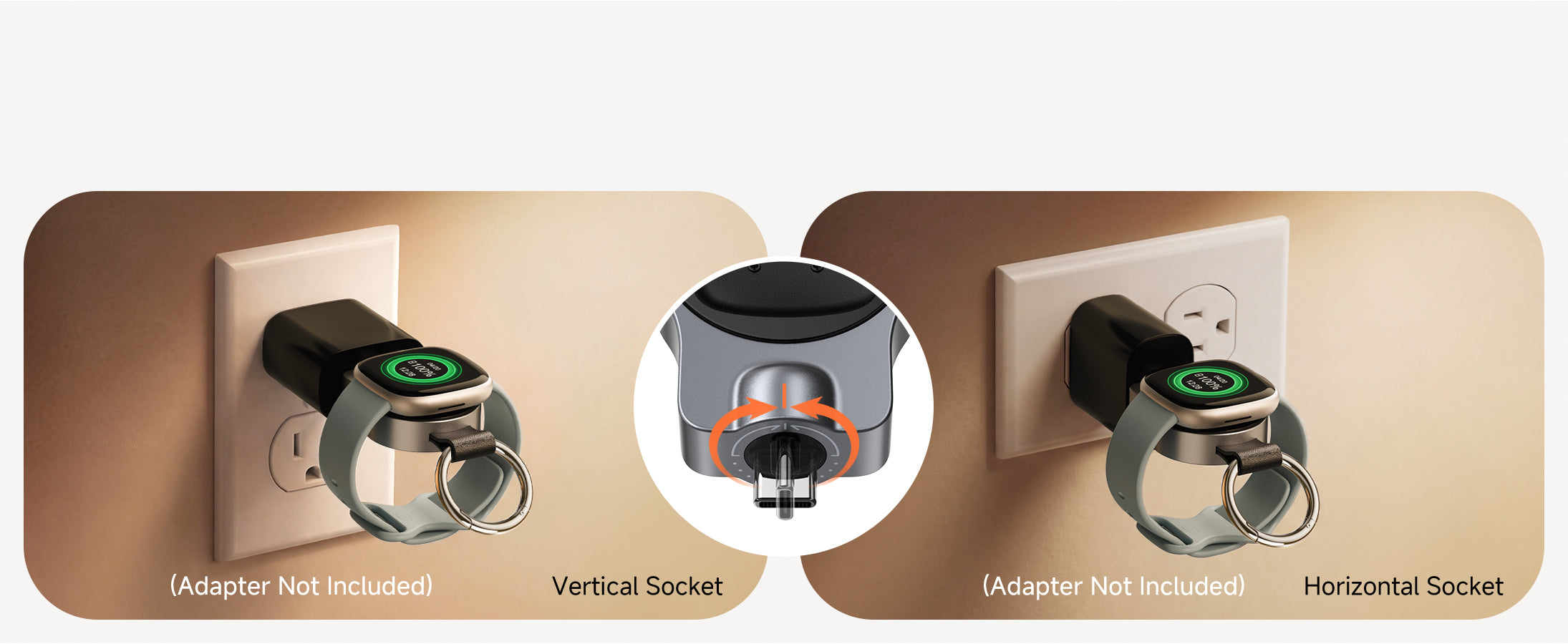 Rotatable USB-C connector keeps Google Pixel Watch and Fitbit level while charging SwanScout 510G2